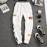 Men Cargo Pants USA Flag Letters Printed Streetwear Space Astronaut Trousers Sweatpants Size Pockets Jogger Sport Track Pants