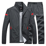 Spring Autumn Men's Sportswear 2 Pieces Sets Sports Suit Jacket+Pant Sweatsuit Male Brand Clothing Tracksuit with zipper pockets