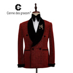 2020 Cenne Des Graoom New Men Suit Tuxedo Two Pieces Double Breasted Shawl Lapel Wedding Party Singer Costume Groom Christmas