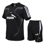 New men's sportswear suit GYM fitness suit football training suit jersey running men's suit T-shirt + shorts casual sportswear