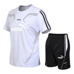 New men's sportswear suit GYM fitness suit football training suit jersey running men's suit T-shirt + shorts casual sportswear