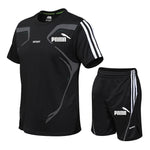 New men's sportswear suit GYM fitness suit football training suit jersey running men's suit T-shirt + shorts casual sportswear